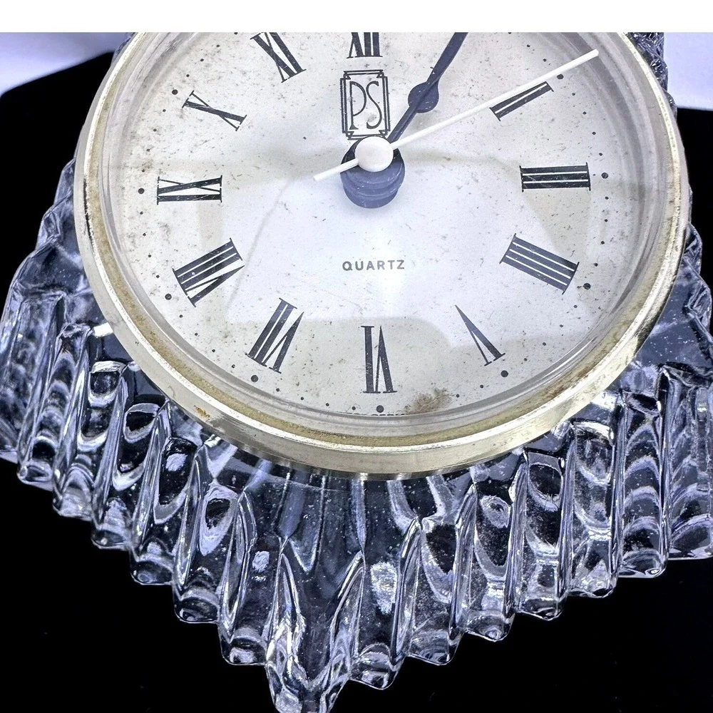 PS West Germany Quartz Clock Crystal Table Desk Decor‎ Vintage Retro
